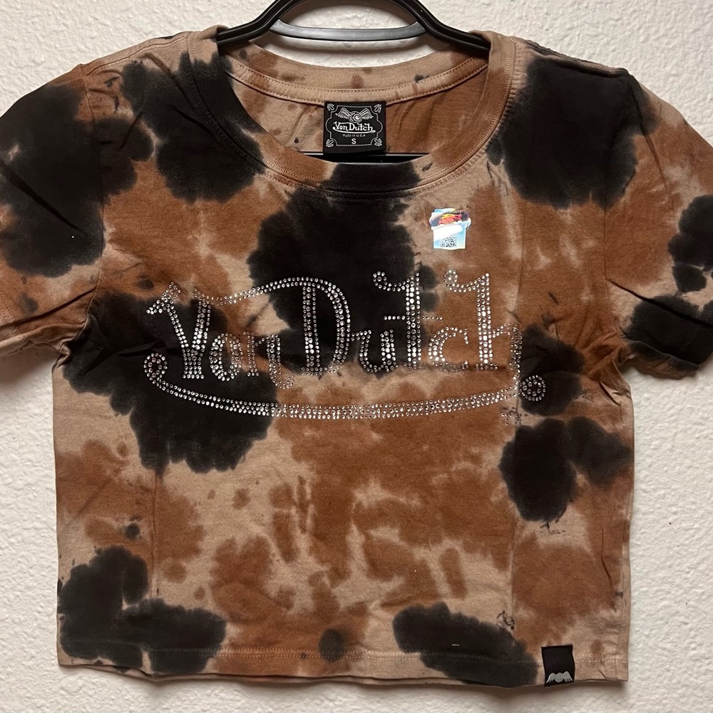VON DUTCH CAMO TIE DYE STONE CROP TEE - SIZE SMALL - BRAND NEW
